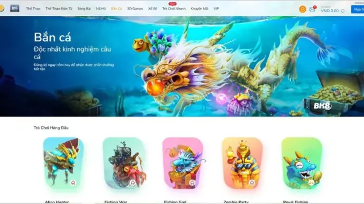 Sảnh bắn cá BK8 được nhiều game thủ yêu thích